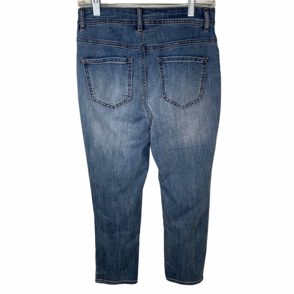 Cato High Rise Button Fly Skinny Jeans Women’s 2 Cropped Ripped Denim Blue - Picture 2 of 6